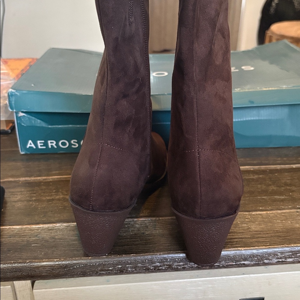 AEROSOLES Women's Dark Brown Wedge Boots - Picture 6 of 10